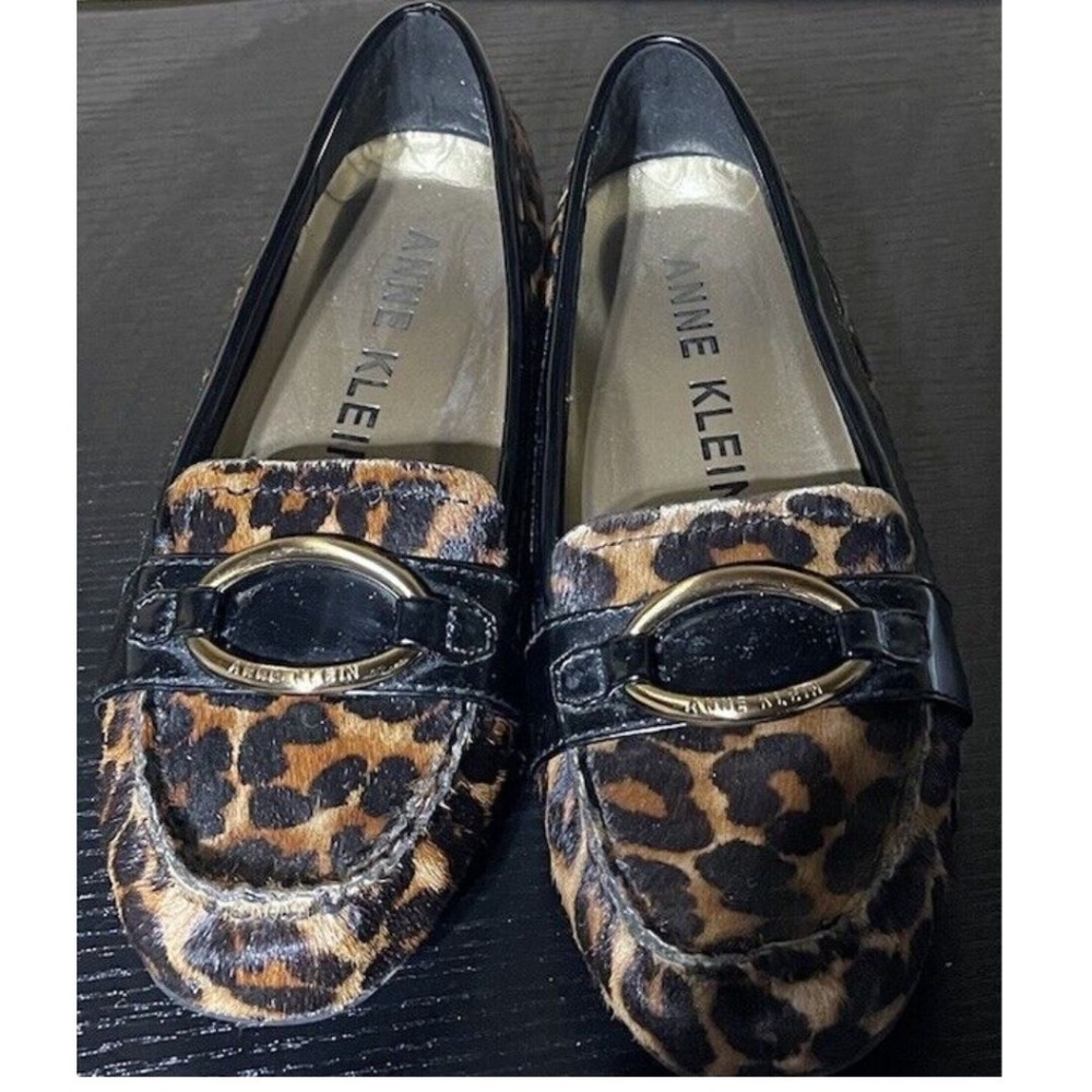 Anne Klein Animal Print Real Fur iflex Hanya Loafers Size 7M